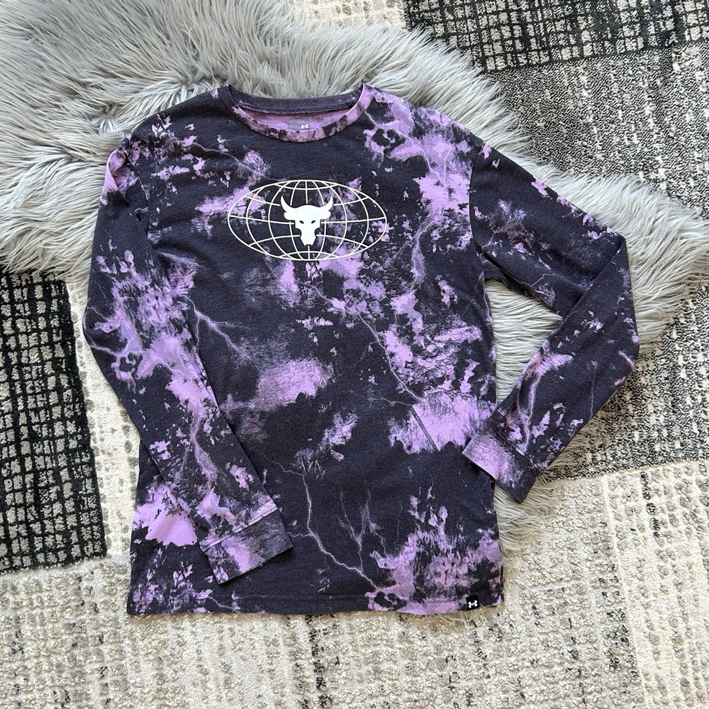 Under Armour Project Rock Brahman Globe Purple Long Sleeve Shirt Youth XL